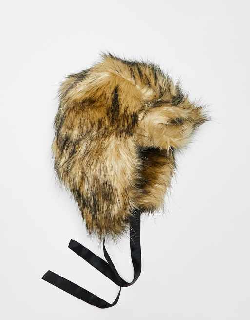 Reclaimed Vintage Unisex – Czapka traperka ze sztucznego futra