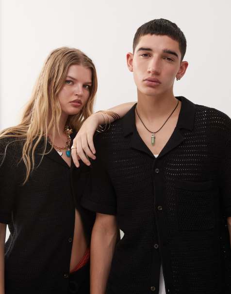 Reclaimed Vintage Unisex – Czarny dzianinowy zestaw z ozdobnym wykończeniem - view 1