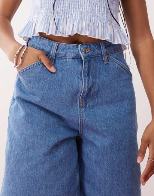 Reclaimed Vintage Unisex denim jorts in bleach wash