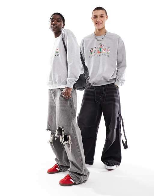 Reclaimed Vintage unisex Disney licensed Christmas sweatshirt in gray, 3 of 4