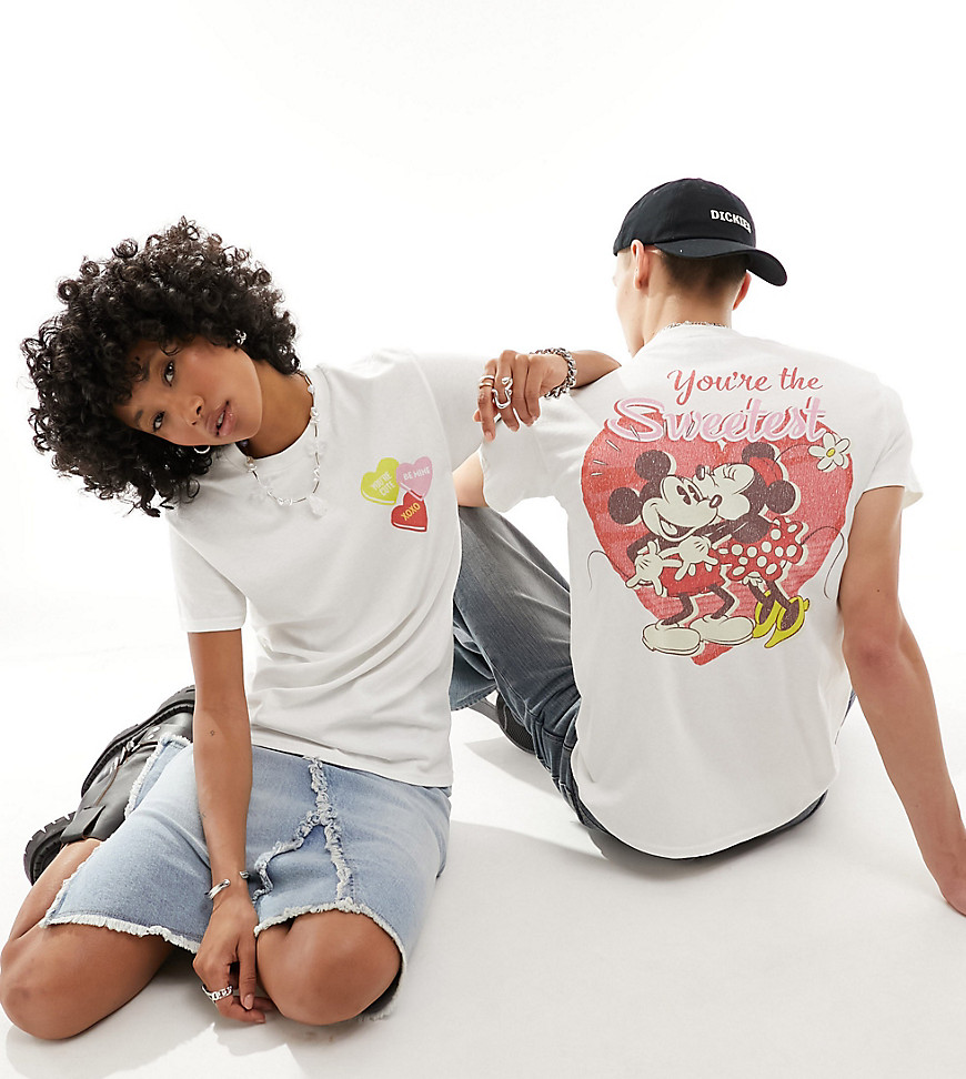 unisex Disney licensed heart graphic T-shirt in white