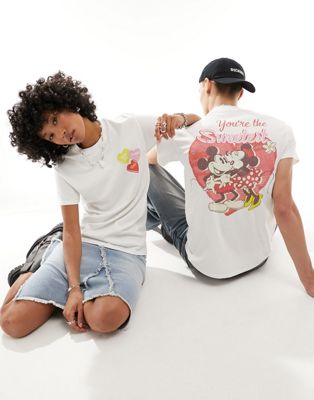 Reclaimed Vintage unisex Disney license heart graphic t-shirt in white