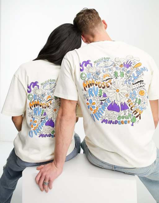 Reclaimed Vintage unisex doodle back print skate t-shirt in ecru, 2 of 2