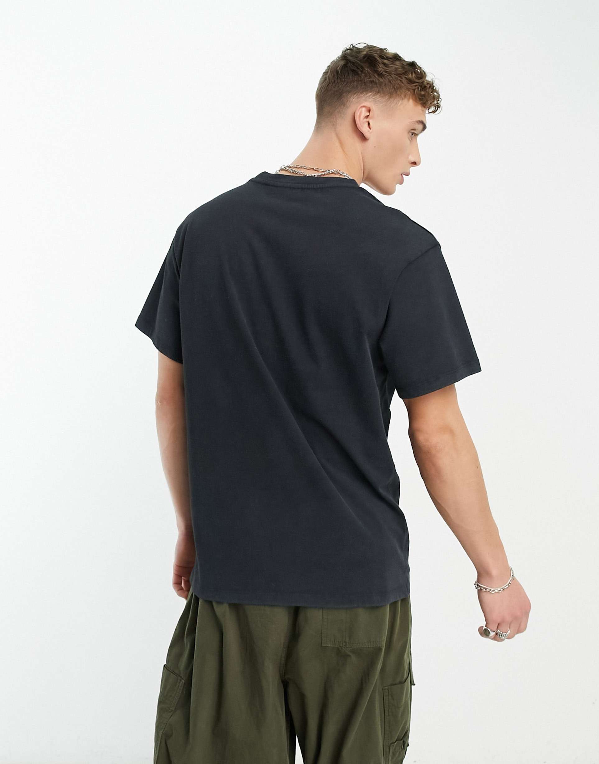 Reclaimed Vintage unisex doodle print t-shirt in black view 3