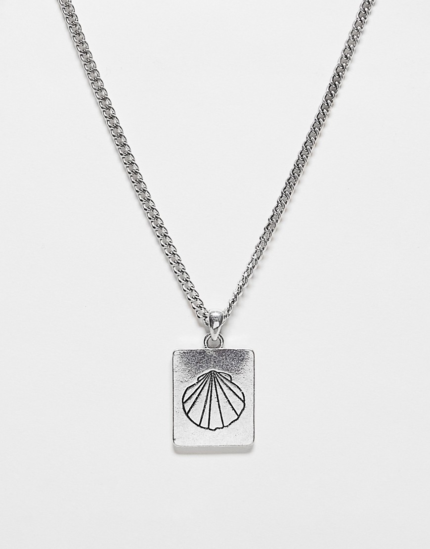 unisex doodle shell necklace in silver