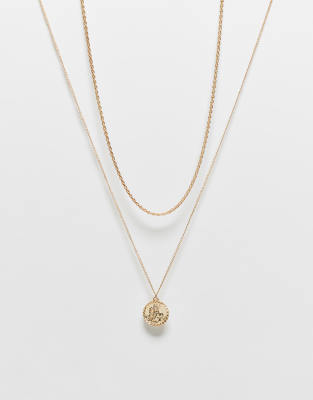 unisex double chain necklace with St Chris pendant in gold