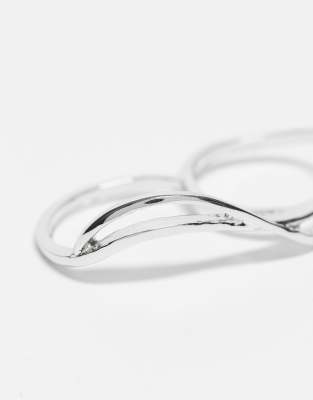 Reclaimed Vintage Unisex Double Wraparound Ring In Silver