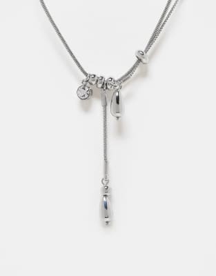 Reclaimed Vintage Unisex Drop Detail Necklace In Silver