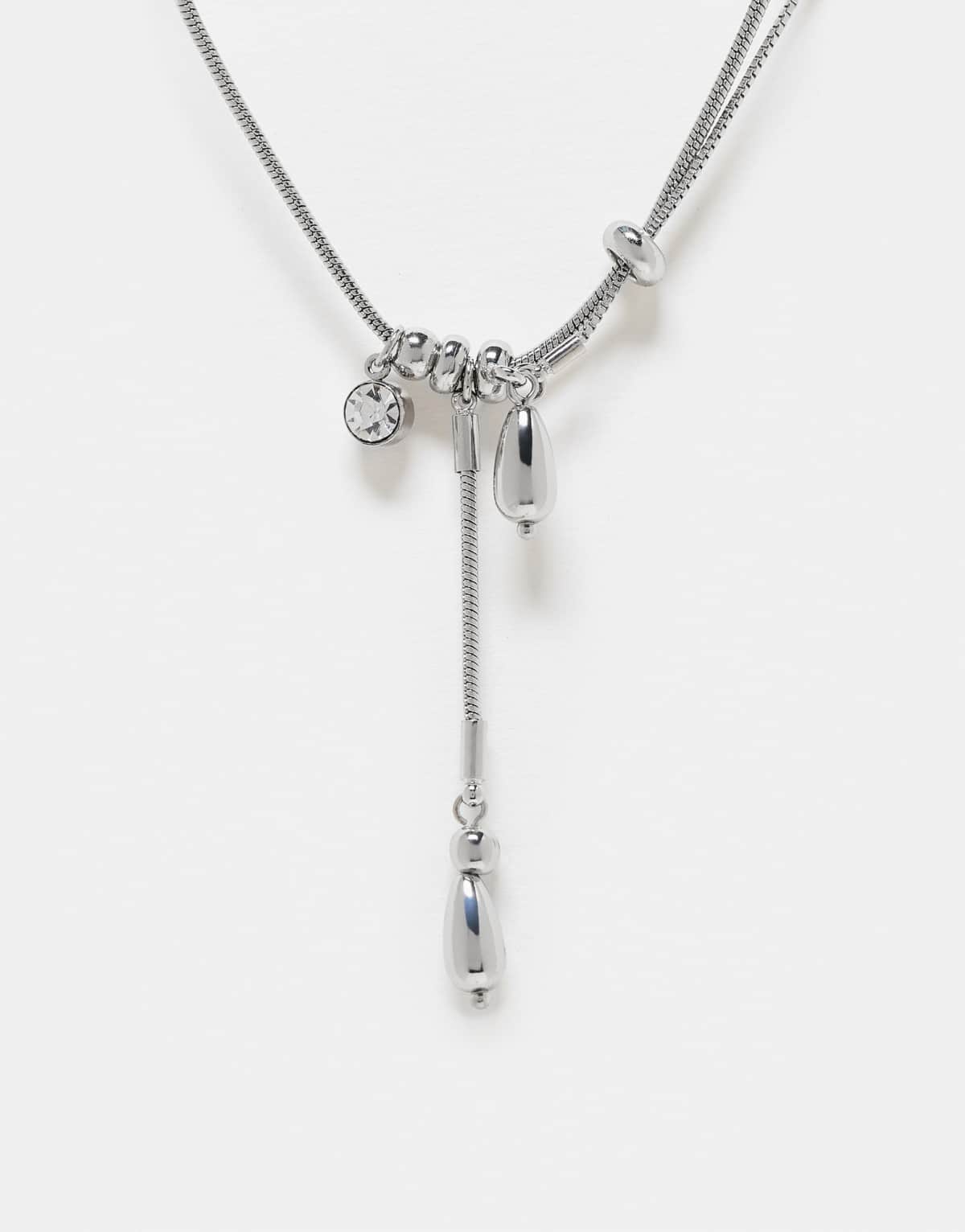 Reclaimed Vintage unisex drop detail necklace in silver