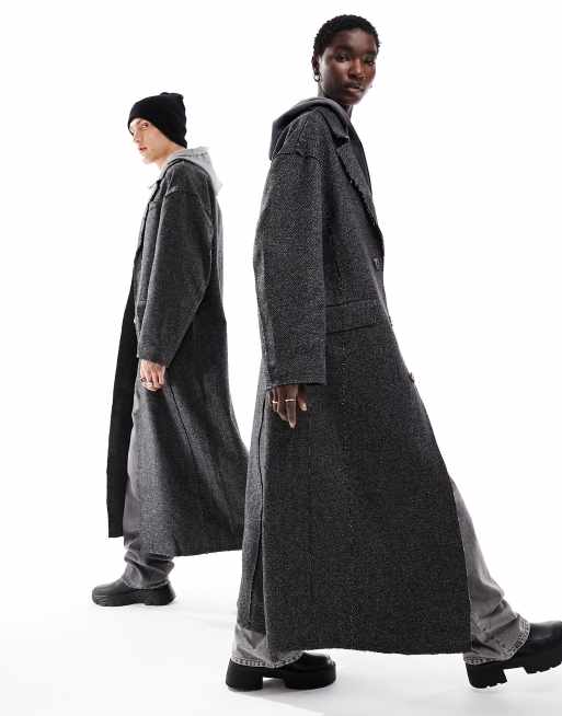 Reclaimed Vintage – Unisex-Duster-Mantel in Grau, Oversize-Passform, 3 von 4