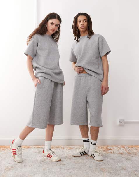 Reclaimed Vintage Unisex – Dżersejowe szorty dresowe w szarym melanżowym kolorze, część zestawu - view 1