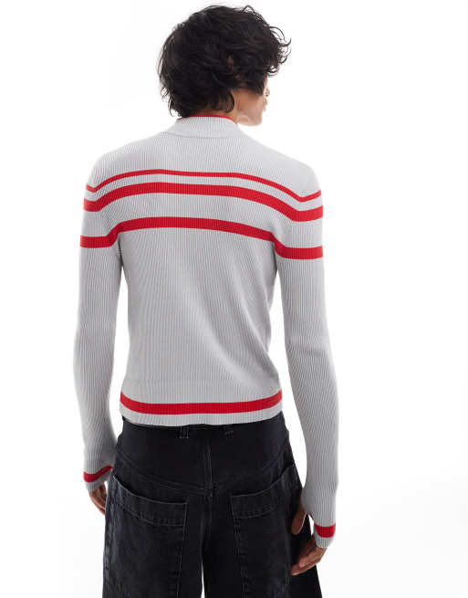 Reclaimed Vintage Unisex – Dzianinowy top w czerwone paski, 4 z 4