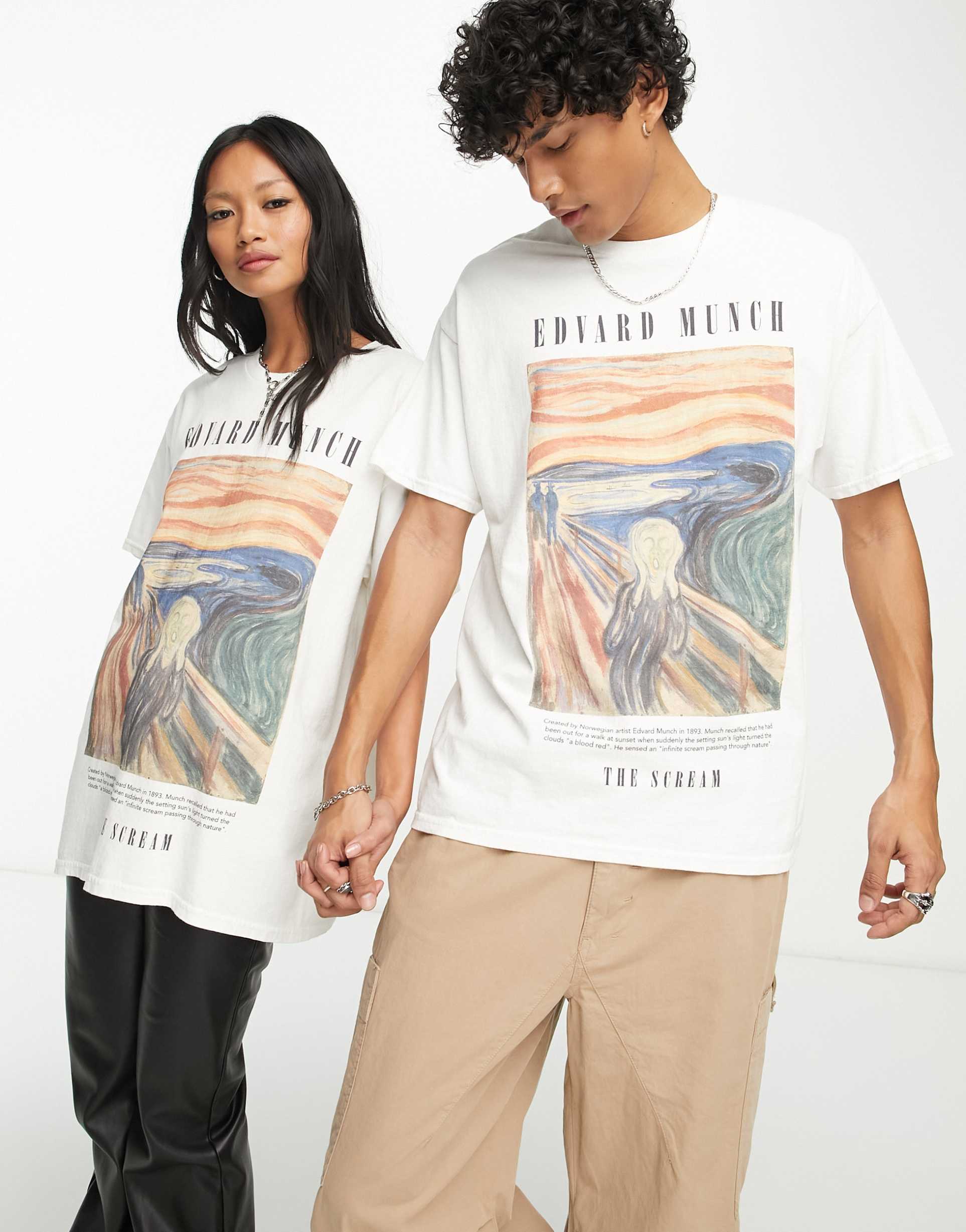 Reclaimed Vintage unisex Edvard Munch licensed t-shirt in white view 2