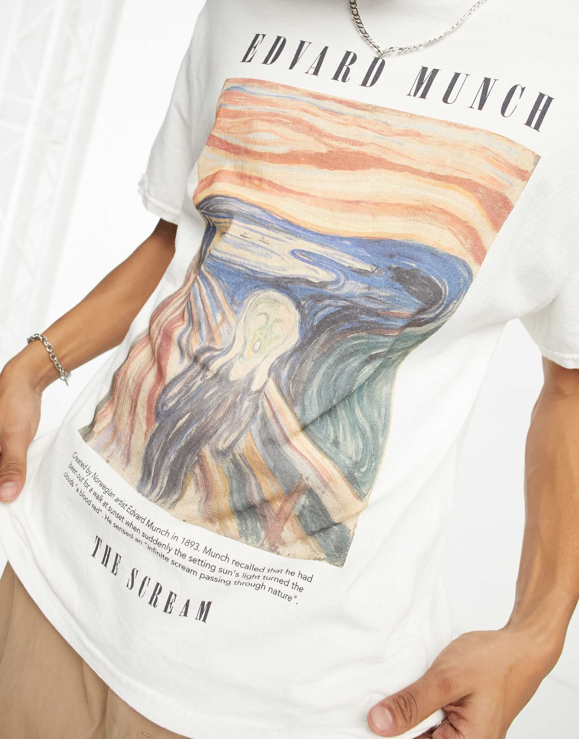 Reclaimed Vintage unisex Edvard Munch licensed t-shirt in white