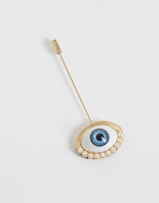 Reclaimed Vintage unisex eye lapel pin brooch