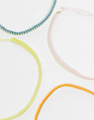 Reclaimed Vintage Unisex Fabric Anklet/bracelet Pack-multi