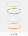 [Reclaimed Vintage] Reclaimed Vintage unisex fabric multiway anklet and bracelet 4 pack One Size multi