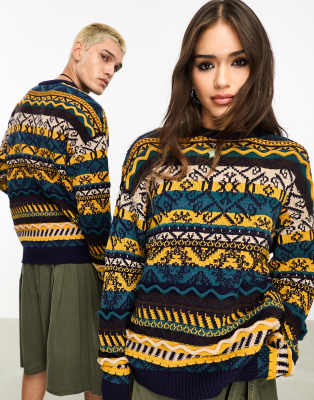 Reclaimed Vintage unisex fairisle jumper in green