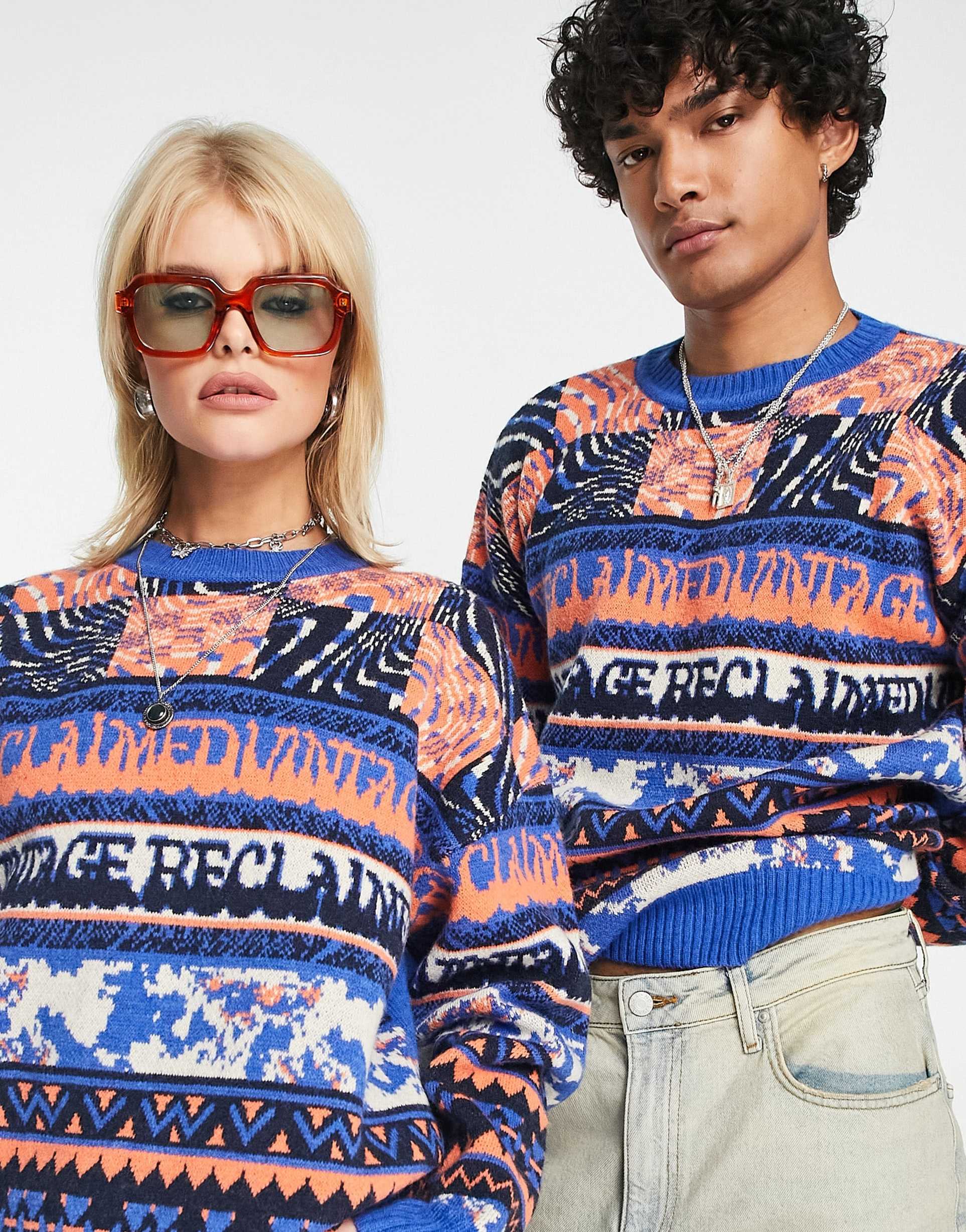 Reclaimed Vintage unisex fairisle jumper view 2
