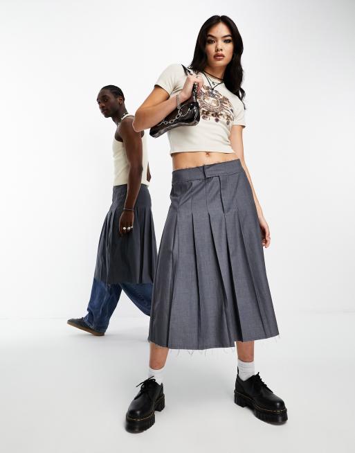 Reclaimed Vintage – Unisex – Falten-Midirock in Grau