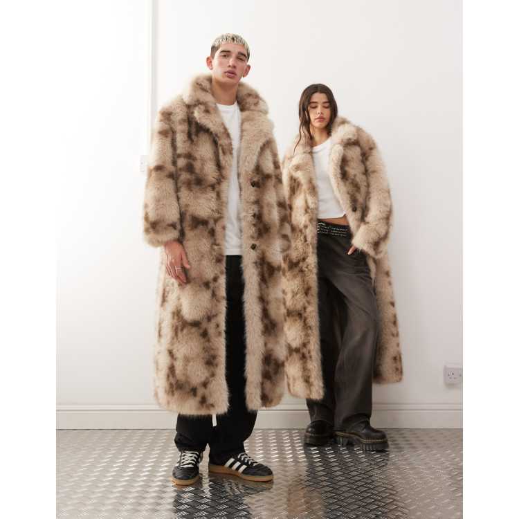 Reclaimed Vintage unisex faux fur maxi coat in snow leopard | ASOS