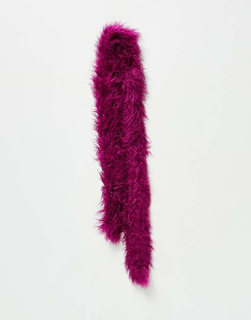 Reclaimed Vintage unisex faux fur skinny scarf in purple