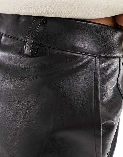 Reclaimed Vintage unisex faux leather straight leg pants in black
