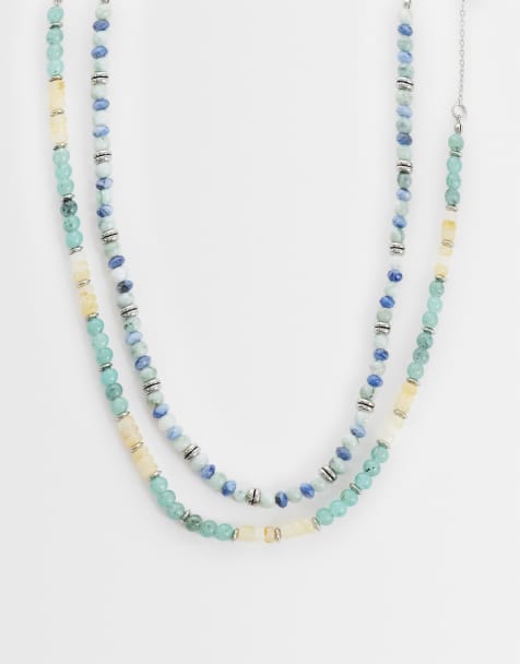 Reclaimed Vintage Unisex faux pearl beaded 2 pack necklaces - view 1