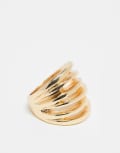 [Reclaimed Vintage] Reclaimed Vintage unisex faux stacked ring in gold L GOLD