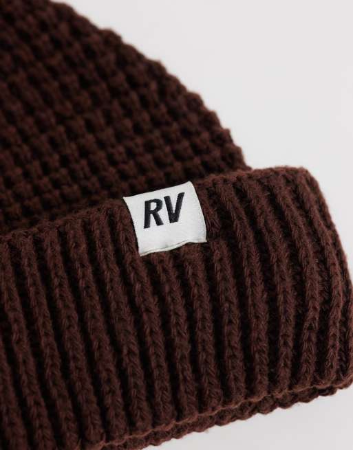 Reclaimed Vintage unisex fisherman beanie in chocolate brown, 2 of 3