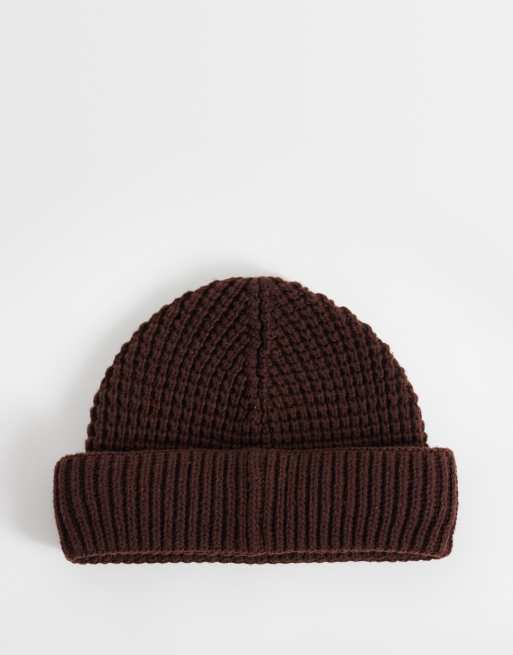 Reclaimed Vintage unisex fisherman beanie in chocolate brown, 3 of 3
