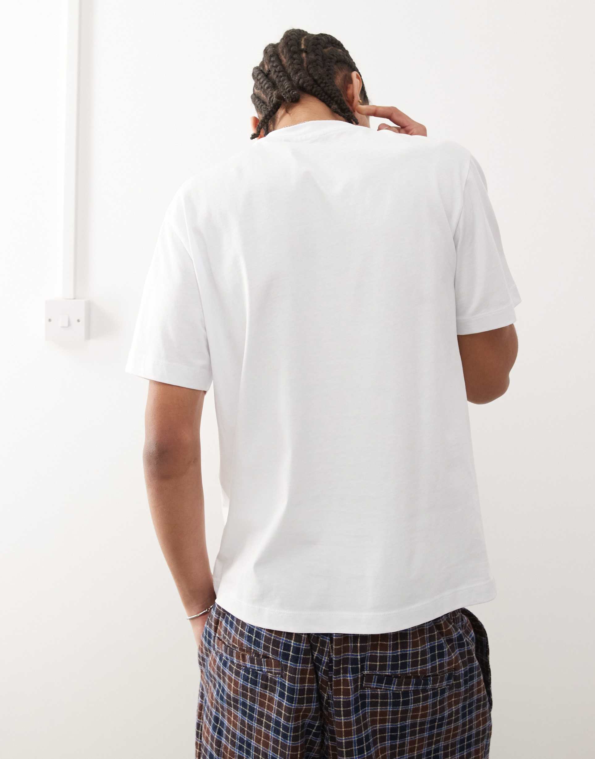 reclaimed vintage unisex fisherman graphic t-shirt in white