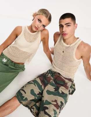 Reclaimed Vintage unisex fishnet tank in stone | ASOS