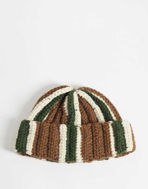 Reclaimed Vintage unisex fiskerhue med brune striber, 1 af 3