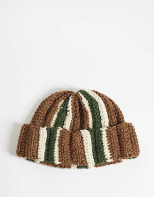 Reclaimed Vintage unisex fiskerhue med brune striber, 3 af 3