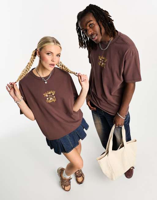 Reclaimed Vintage unisex flora back graphic t-shirt in brown, 2 of 4