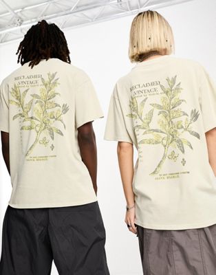 Reclaimed Vintage unisex floral print t-shirt in light green
