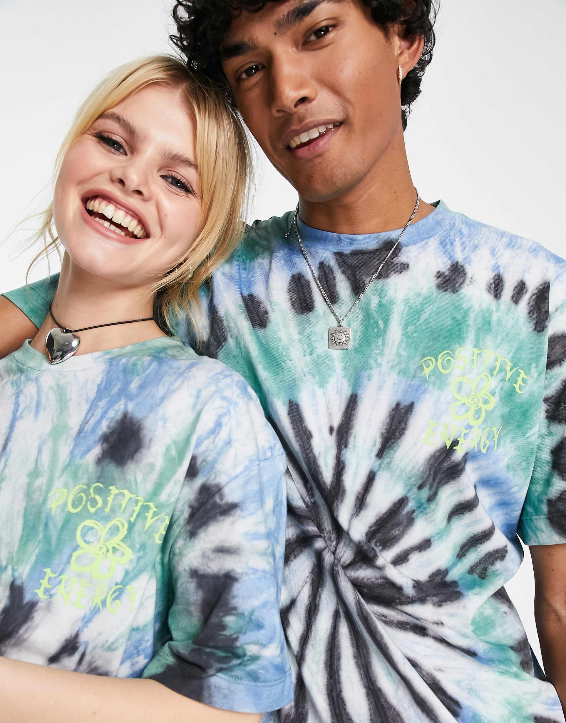 Reclaimed Vintage unisex flower graphic tie dye t-shirt in green view 4