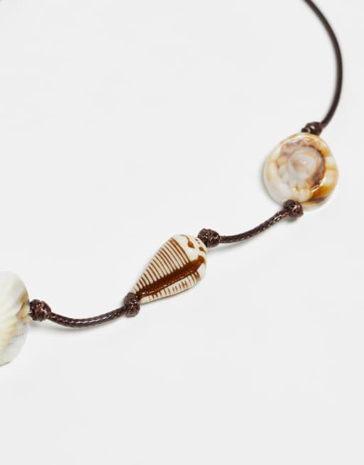 Reclaimed Vintage unisex flower shell choker necklace multirow in