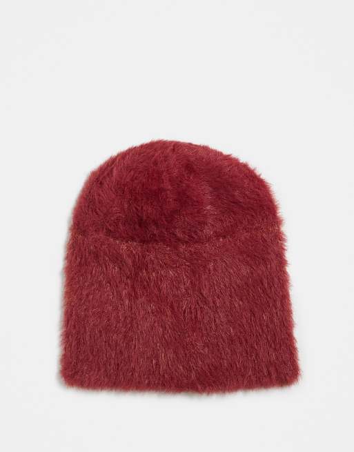 Reclaimed Vintage unisex fluffy beanie with stars in red