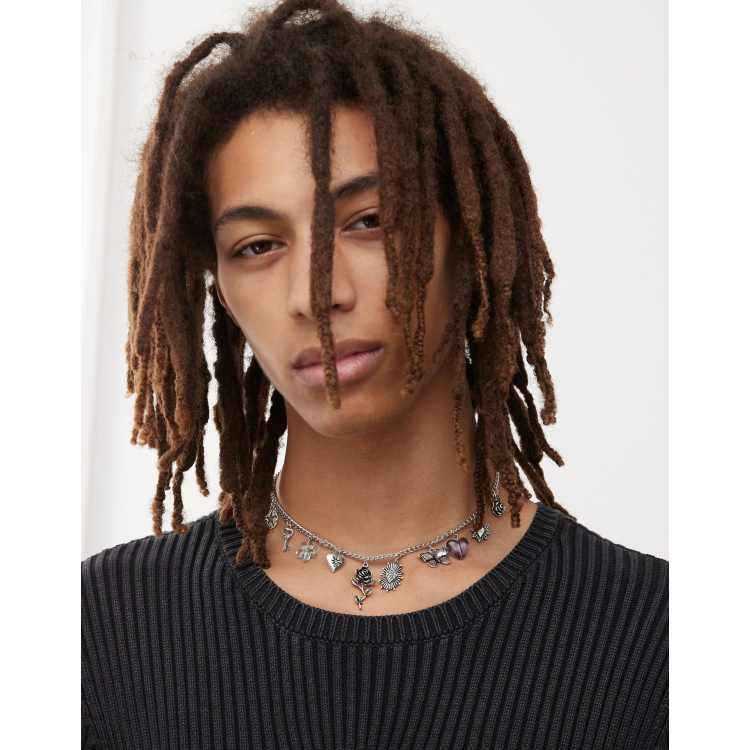 Reclaimed Vintage unisex fun charm necklace in mixed silver