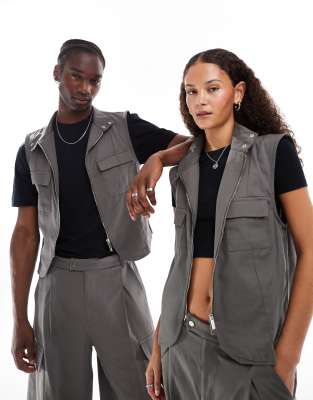 unisex genderless vest in gray-Blue