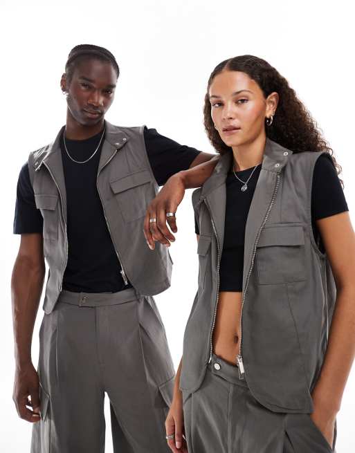 Reclaimed Vintage unisex genderless vest in gray ASOS