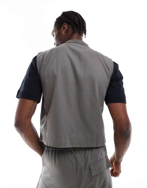 Reclaimed Vintage unisex genderless waistcoat in grey , 4 of 4