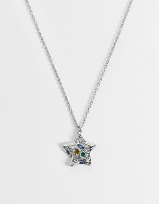 Reclaimed Vintage unisex gesmolten sterketting met gekleurde stenen