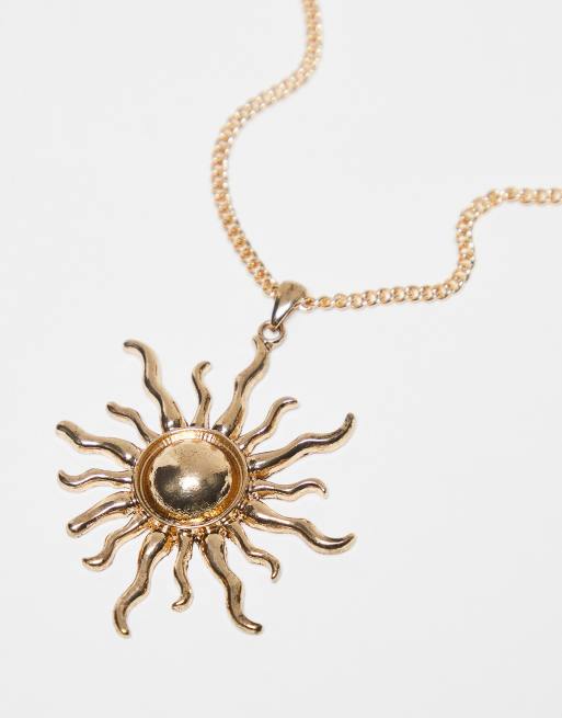 Reclaimed Vintage unisex gold chain with sunshine pendant, 4 of 4