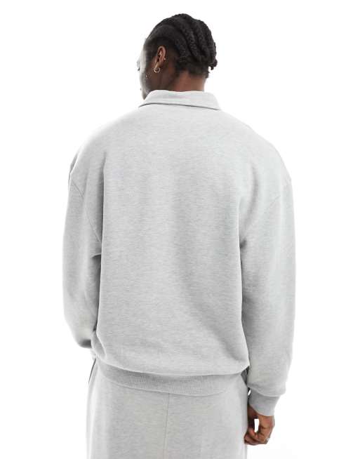 Reclaimed Vintage - Unisex - Grå polo-sweatshirt med print - Del af sæt, 4 af 4