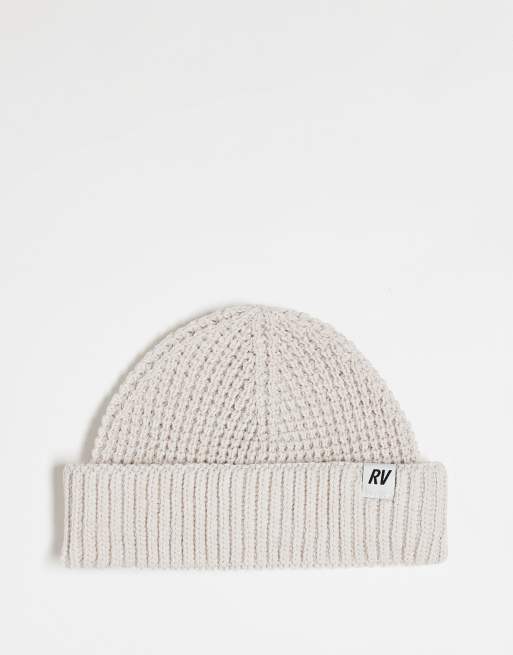 Reclaimed Vintage – Unisex – Gräddvit, våfflad mössa med logga