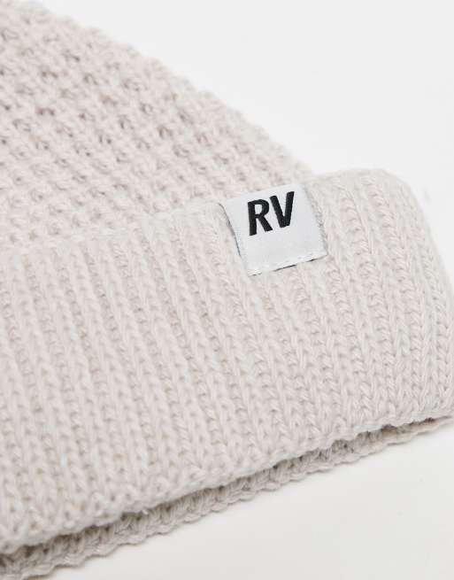 Reclaimed Vintage – Unisex – Gräddvit, våfflad mössa med logga, 3 av 3