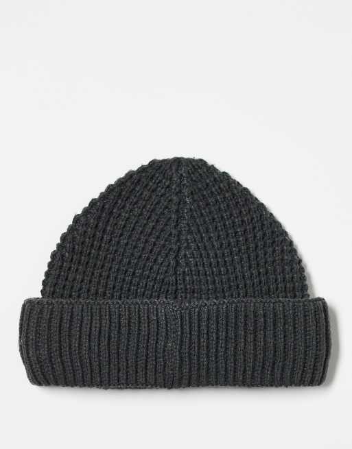 Reclaimed Vintage Unisex – Grafitowa czapka beanie o waflowej teksturze, 3 z 3